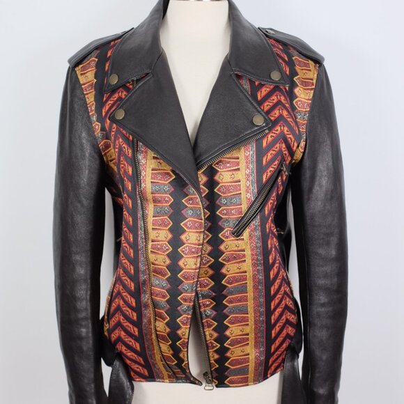 ETRO leather jacket 48 US 12 dragon embroidered black brocade - Picture 14 of 16